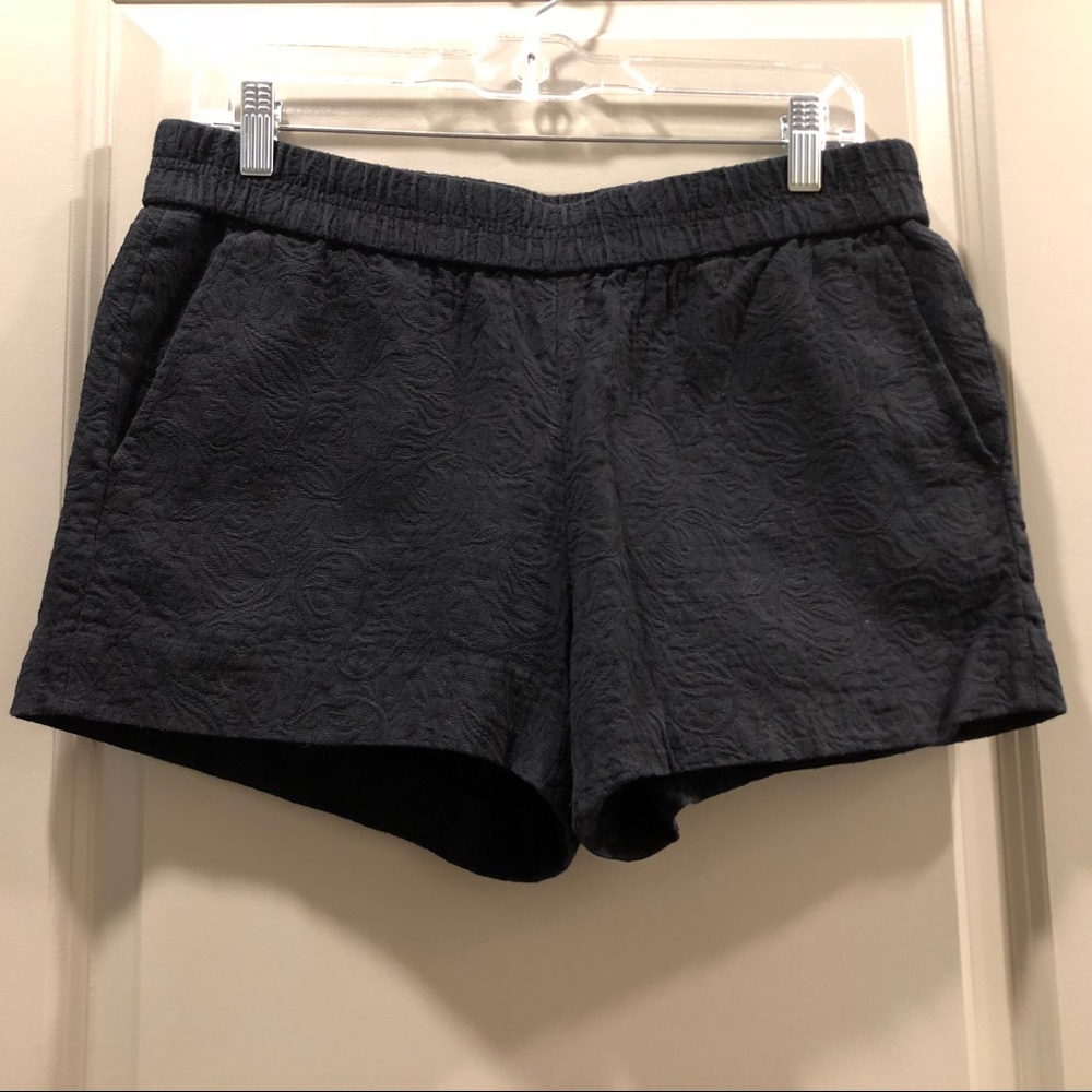 J Crew Factory Black Floral Embroidered Shorts